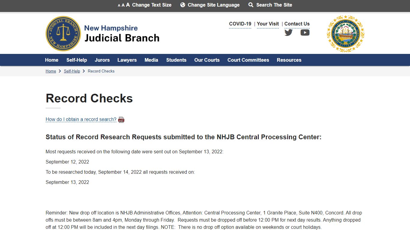 Record Checks | New Hampshire Judicial Branch